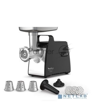 Мясорубка электрическая Moulinex ME558810 черный, 2200 Вт, 3.9 кг/мин, реверс, насадки - 8