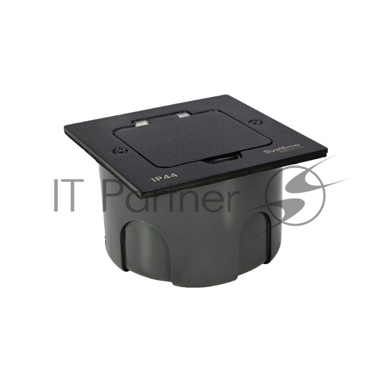 MultiDesk Лючок с розеткой 2К+З, 16А/250В, IP44 с монтажной коробкой для стены, фальшпола, стола Чёрный матовый, тип MDK21 | MDK21102MBA | SE