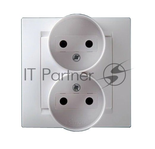 Розетка SIMON 15 1590457-0302-я без заземления белая в сборе с рамкой литая моноблок