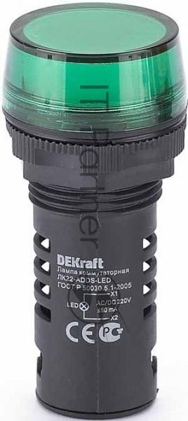 Лампа коммутационный ADDS 22 мм LED зел. 220В AC/DC ЛK-22 DEKraft Лампа комм. ADDS 22 мм LED зел. 220В AC/DC ЛK-22 DEKraft