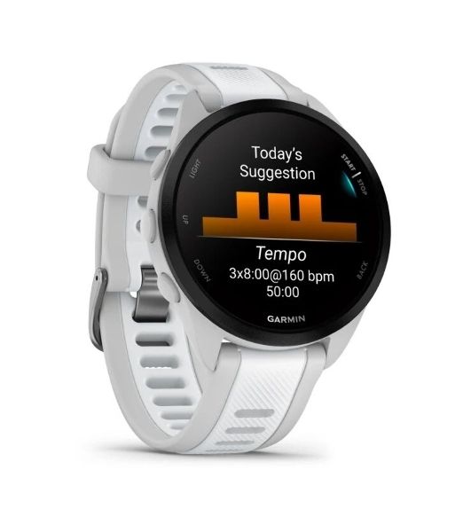 Умные часы Garmin Forerunner 165, 1.3" AMOLED, 5G, Wi-Fi, Bluetooth, NFC, WR50, белый / серый