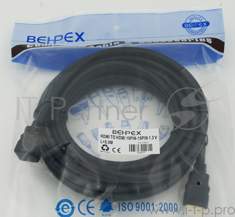 Кабель аудио-видео Behpex HDMI (m)/HDMI (m) 5м. черный ver1.3