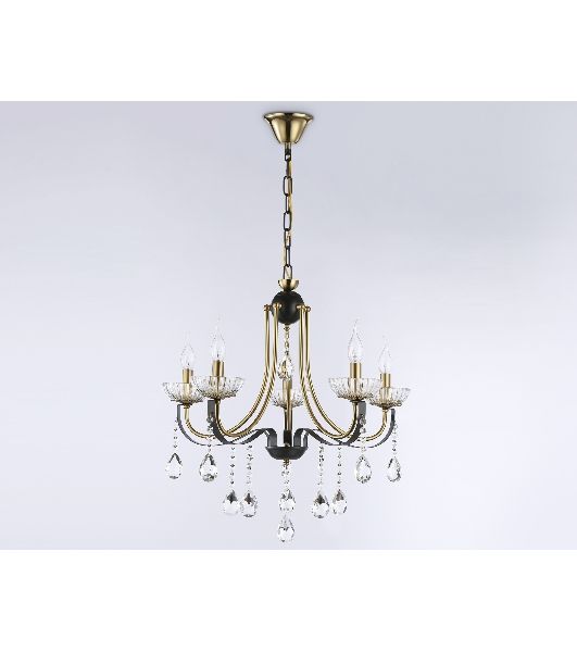Светильник Ambrella light TR4952/5 BK/GD/CL черный/золото/прозрачный E14*5 max 40W D620*670