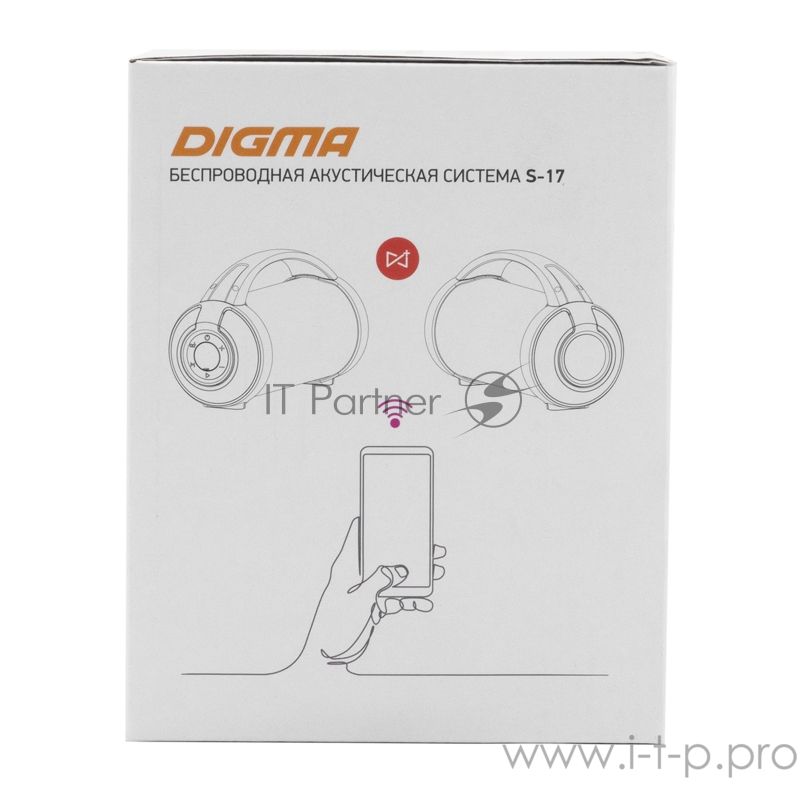 Колонка портативная Digma S-17 черный 8.5W 1.0 BT/3.5Jack/USB 10м 1500mAh