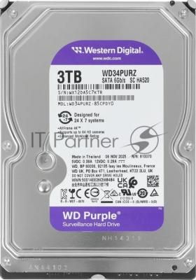 Жесткий диск HDD WD Purple 3Tb 5400rpm SATA 128Mb 3.5"