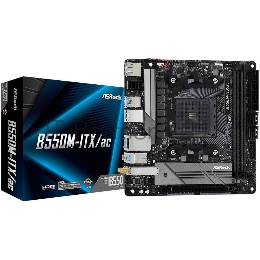 Плата материнская Asrock B550M-ITX/AC ,AM4 B550/2DDR4/4SATA3/MINI-ITX