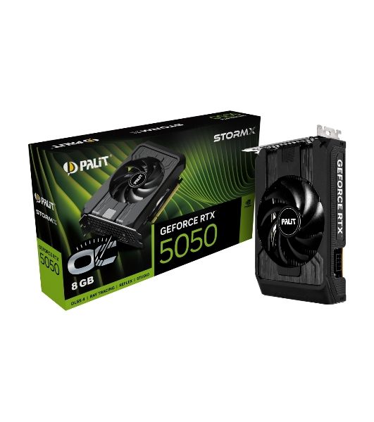 Видеокарта Palit GeForce RTX 5050 StormX OC, NVIDIA RTX 5050, 8 ГБ GDDR6, 128 бит, PCI-e 5.0, 1xHDMI, 3xDP, 2617 МГц
