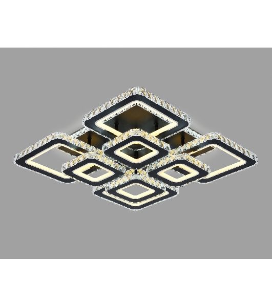 Управляемый светодиодный светильник Ambrella light FA1738/4+4 BK/CH черный/хром 215W 3000K/4200K/6400K 720*720*120 (ПДУ РАДИО 2.4G)