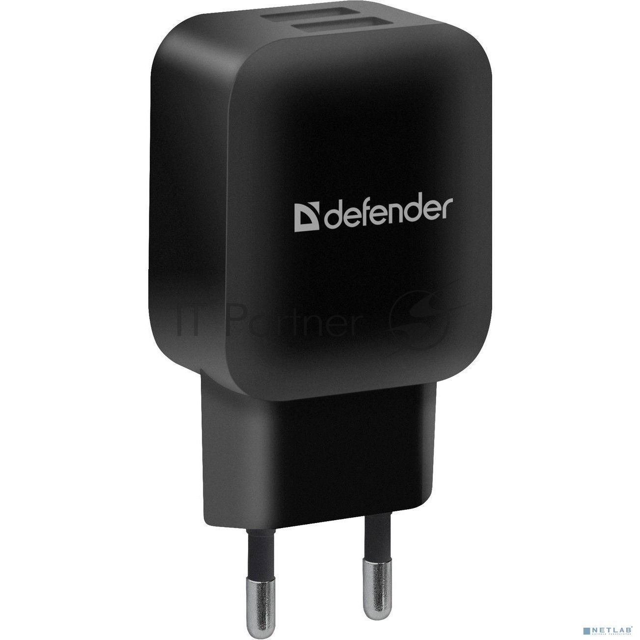 Сетевой адаптер Defender 2xUSB, 5V/2.1А, черный, пакет (EPA-13)