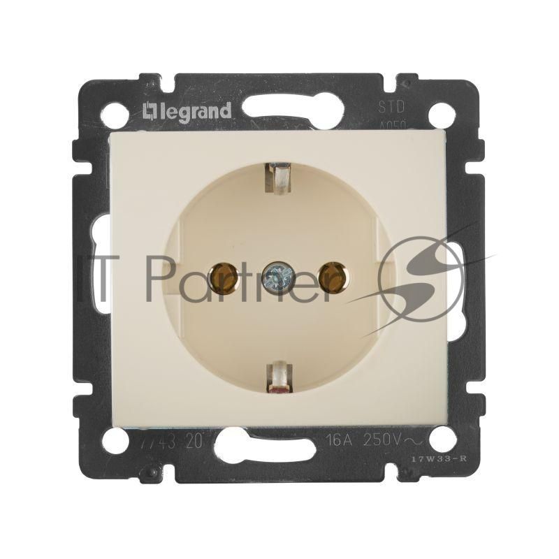 Розетка электрическая Valena с заземлением 2К+З/сл.кость (слоновая кость) Legrand 774320