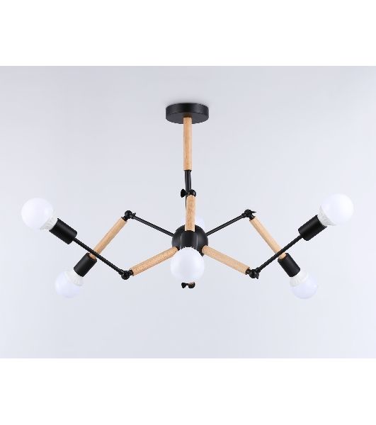 Светильник Ambrella light TR80488/6 BK/LW черный/светлое дерево E27/6 max 60W D930*510