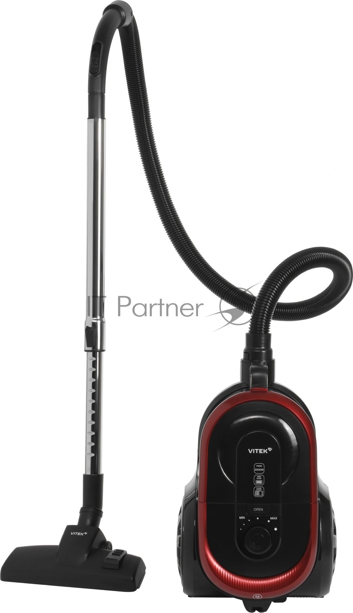 Пылесос Vitek VT-CV1880 черный/красный, 400/2000 Вт, уборка сухая, пылесборник контейнер 2,5 л