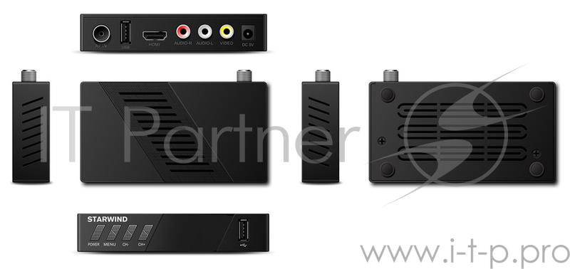 Приставка для цифрового ТВ Starwind CT-140 черный, DVB-T2, DVB-T, DVB-C, HDMI, USB 2.0 х2