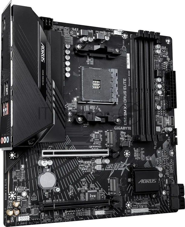 Материнская плата Gigabyte B550M X AORUS ELITE, AM4, AMD B550, 4xDDR4, 4xSATA, 2xM.2 PCIe 4.0/3.0, 1xPCIe 4.0 x16, 1xPCIe 3.0 x4, 1xHDMI, 1xDisplayPort, 1x 2.5Gb LAN, 4xUSB 3.2 Gen 1, 1xUSB Type-C 3.2 Gen 1, 2xUSB 2.0, 3x3.5 мм, 7.1, microATX