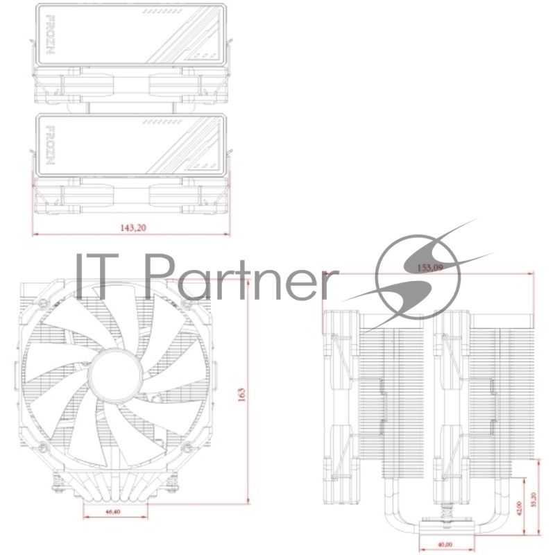 Устройство охлаждения(кулер) ID-Cooling Frozn A720 черный 140мм алюминий+медь 2000rpm 33.5db 4-pin 300W 163мм