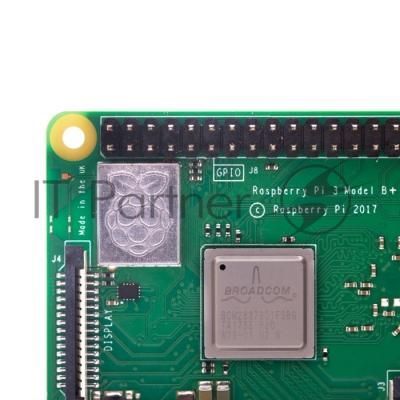 Мини ПК Raspberry Pi 3 Model B+ (RA433, E14 Version) Retail, 1Gb RAM, Cortex-A53 (ARMv8) 64-bit SoC @ 1.4GHz Broadcom BCM2837B0 CPU, WiFi, Bluetooth, 40-pin extended GPIO, 4x USB 2.0, HDMI, CSI camera port, DSI displ.port, MicroSD port (137-3331), (БП и к