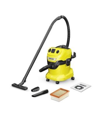 Строительный пылесос Karcher WD 4 P V-20/5/22 желтый, 1000 Вт, уборка сухая/сбор воды/выдув, пылесборник мешок/контейнер, 20 л