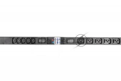 Блок силовых розеток Rem Rem-32, IEC 60320 С13 х 10, IEC 60320 С19 х 5, вход колодка, 19", 1436х45х45 мм (ВхШхГ), 32А, автомат + амперметр, чёрный, 2
