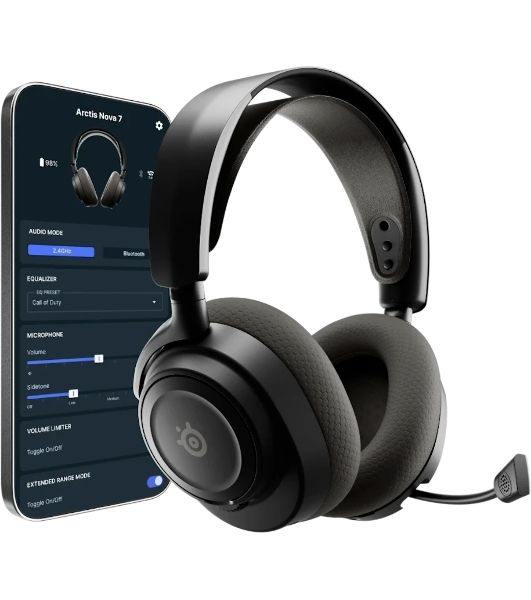 Гарнитура SteelSeries Arctis Nova 7 Wireless Gen 2 чёрный, беспроводная, радиоканал, до 50 ч, совместимость с PS5