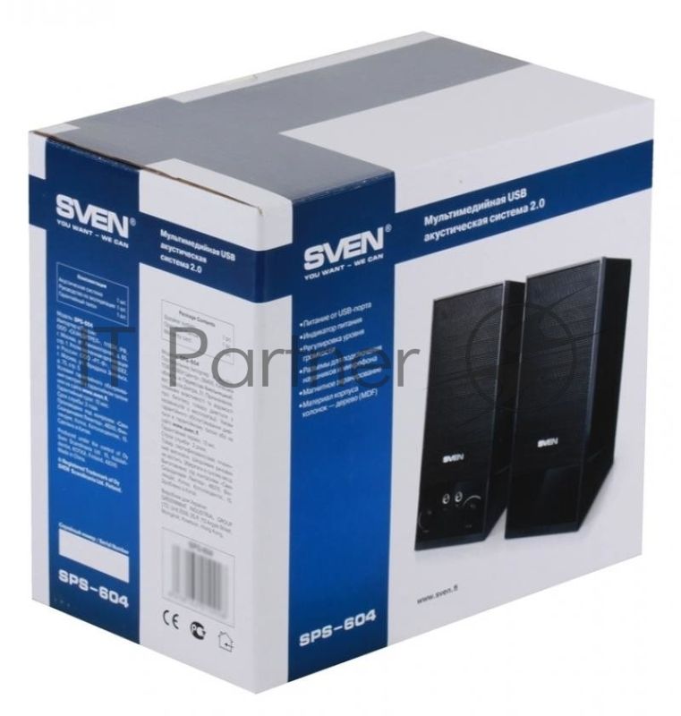 Акустическая система Sven SPS-604 2.0 черный 4Вт