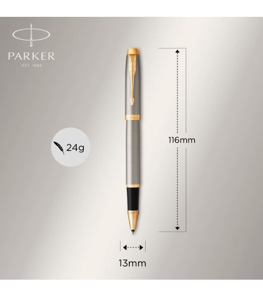 Набор ручек Parker IM Core TK223 (CW2093217) Brushed Metal GT, подарочная коробка, ручка роллер, ручка шариковая сменный стержень, 1 стержень, круглая