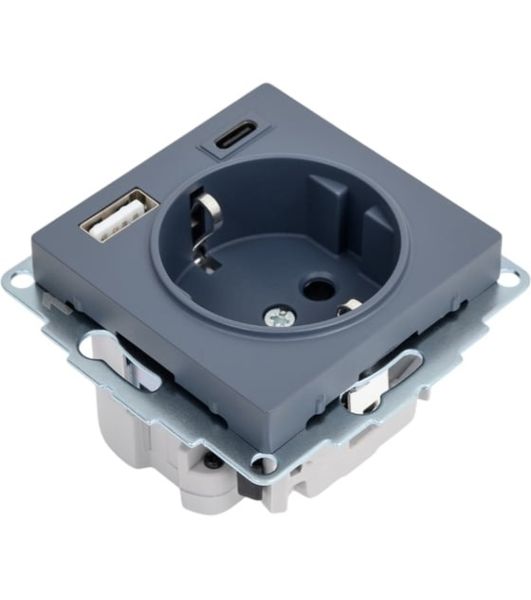 Розетка SE AtlasDesign 16А с USB A+C (5В/2,4А/3 А, 2х5В/1,5А), мех, грифель