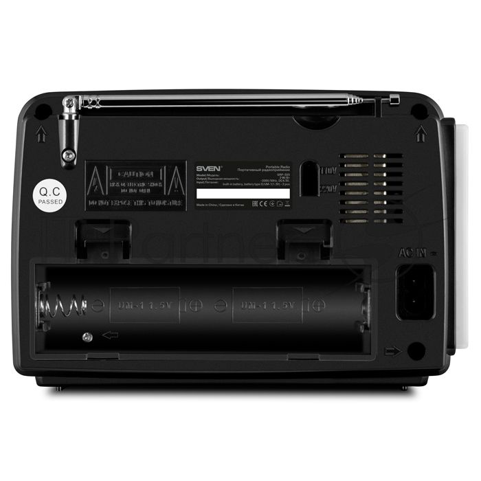 Радиоприёмник SVEN SRP-535 чёрный (3 Вт, FM/AM/SW, USB, SD/microSD, 900 мАч, 2 х D/UM, фонарь)