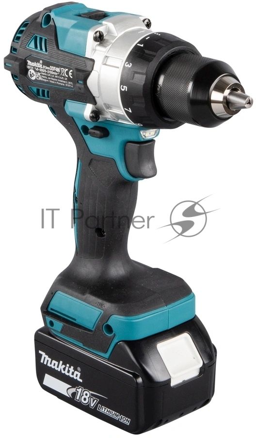 Дрель-шуруповерт Makita DDF486RTJ, 18 В, 5 Ач, 130 Нм, бесщеточный