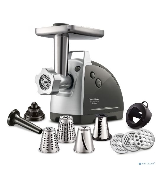 Мясорубка электрическая Moulinex ME688832 черный, 2200 Вт, 4.5 кг/мин, реверс, насадки - 6