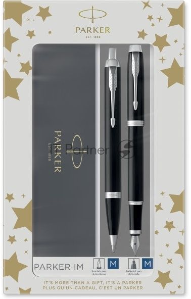 Набор ручек Parker IM Core FK221 (CW2093215) черный CT сталь нержавеющая, подарочная коробка ручка перьевая, ручка шариковая