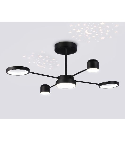 Потолочный светодиодный светильник Ambrella light FL51632/4+1 BK/GD черный/золото 3000K-6400K 48W 910*745*300 (ПДУ ИК)