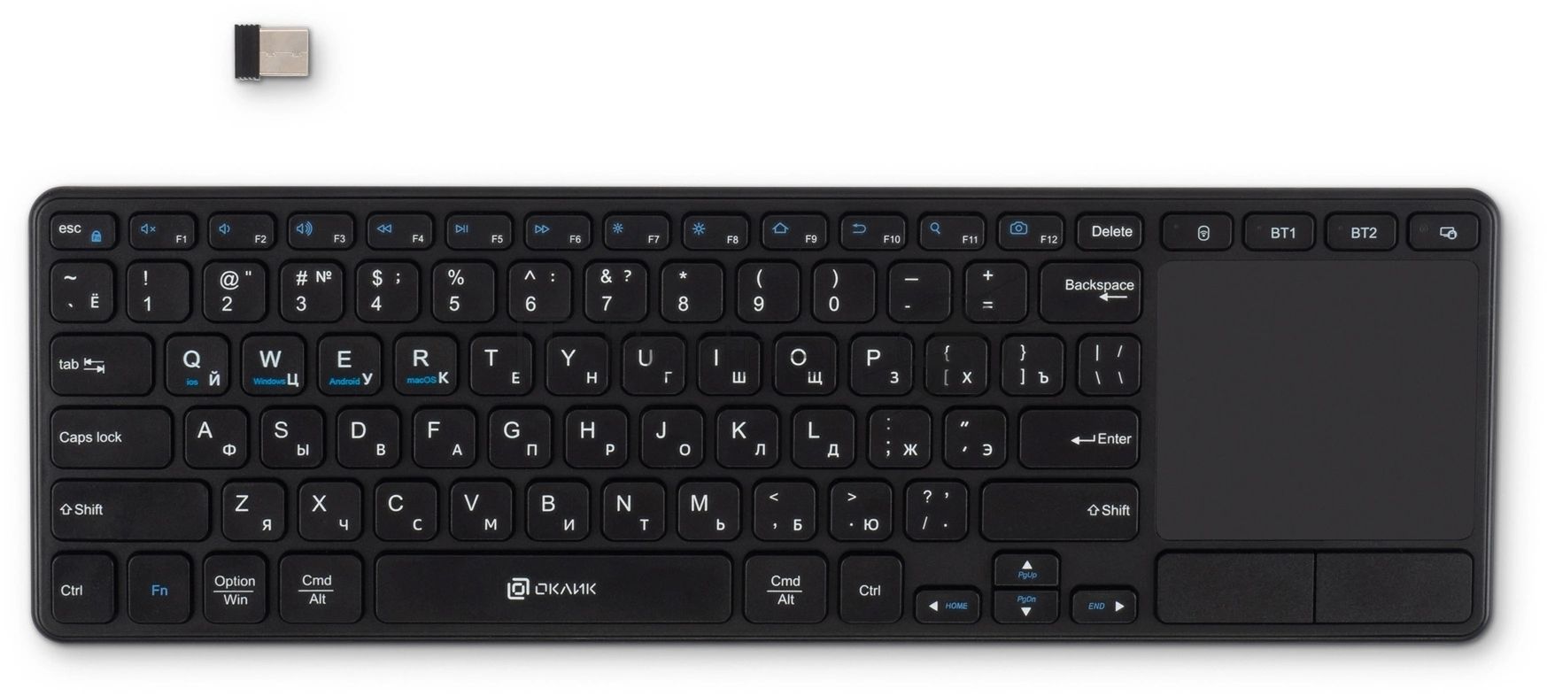 Клавиатура Oklick K614W беспроводная, радиоканал, чёрный