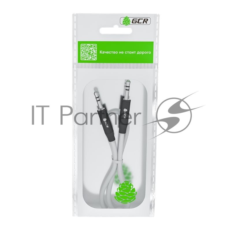 Кабель Greenconnect 1.5m аудио jack 3.5mm/jack 3.5mm белый, AL case черный, M/M