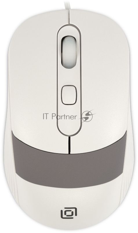 Мышь проводная Oklick 310M белый/серый, 2400 dpi, USB, кнопки - 4