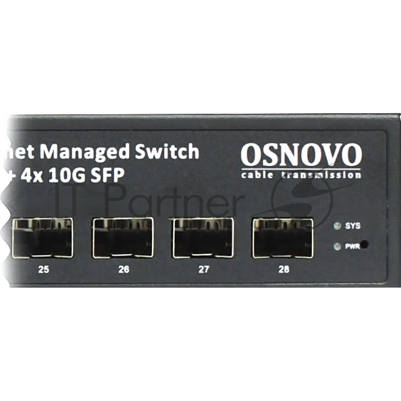 Гигабитный L3 PoE коммутатор на 28 портов, 24 *10/100/1000 Base-T PoE, 4*10G SFP+ Uplink, PoE на порт до 30W, суммарно до 400W OSNOVO