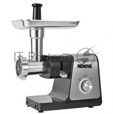 Мясорубка электрическая Renova MG300-R1SP серебристый, 3000 Вт, 3 кг/мин, реверс, защита от перегрузки, насадки - 5