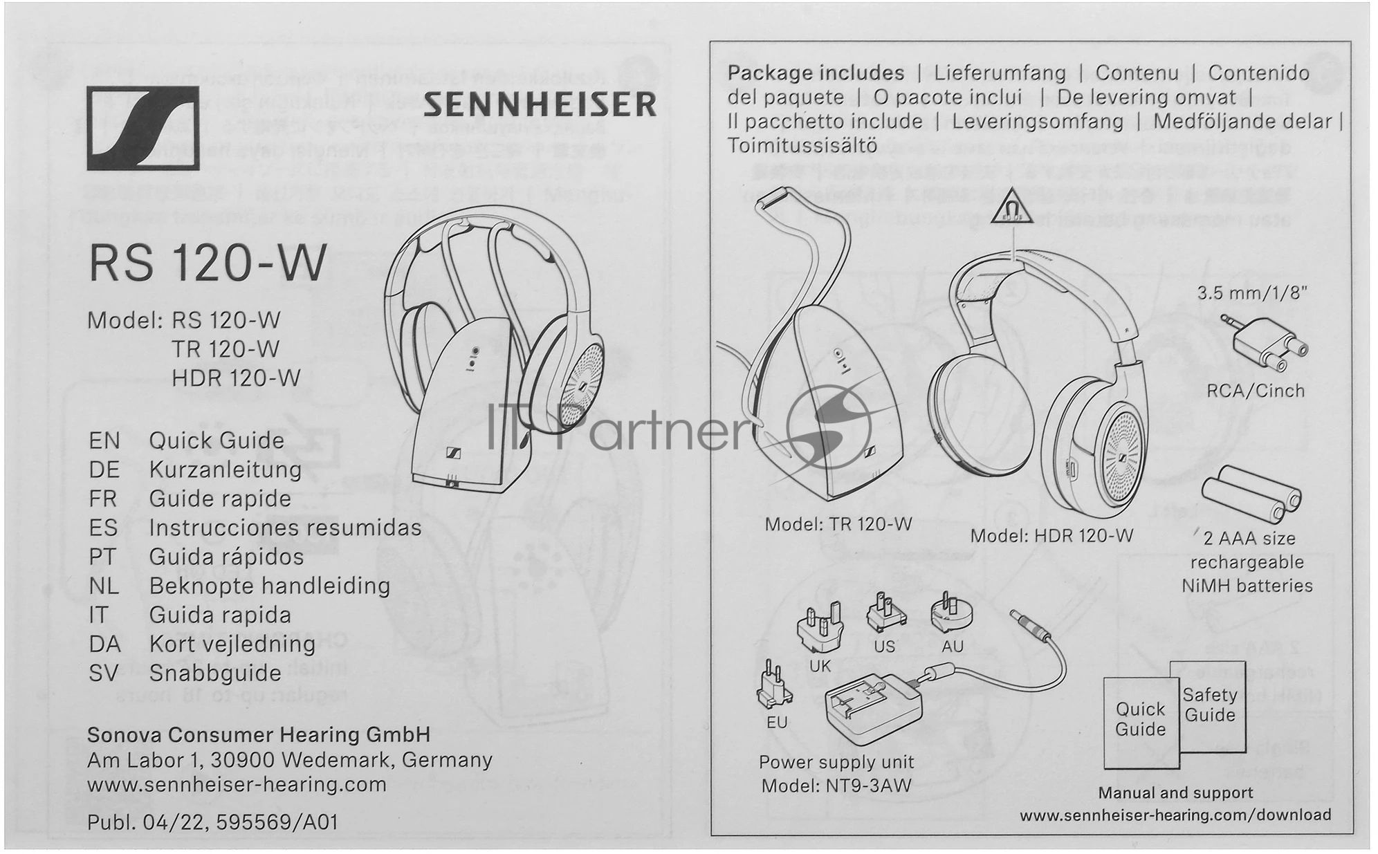 Наушники накладные Sennheiser RS 120-W черный беспроводные bluetooth в ушной раковине (700171 RS 120-W)