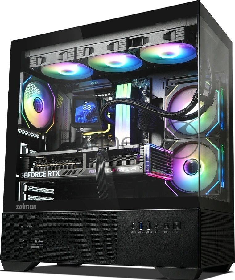 Компьютерный корпус ZALMAN CHRONIX V2, ATX, BLACK, WINDOW, 1xCombo (3.5’’ or 2.5’’), 1x3.5’’HDD, 2x2.5’’SSD, 1xUSB2.0, 1xUSB3.0, 1xUSB Type-C, SIDE 2x120мм ARGB, REAR 1x120мм ARGB