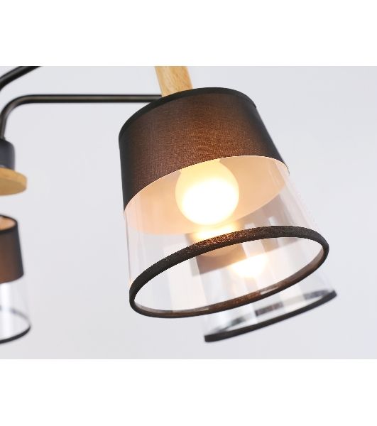 Светильник Ambrella light TR4741/5 BK/LW черный/светлое дерево E27/5 max 40W D760*350