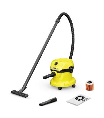 Хозяйственный пылесос Karcher WD 2 Plus V-12/6/18/C желтый, 1000 Вт, уборка сухая/влажная, пылесборник мешок/контейнер, 12 л