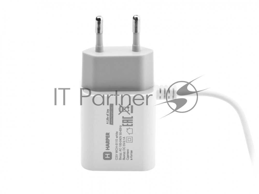 Сетевое зарядное устройство Harper WCH-5115 WHITE 1xUSB 2.1A + кабель Lightning