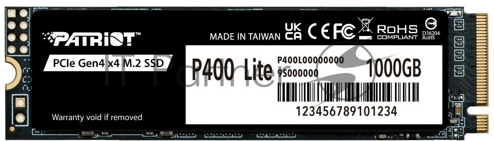 Накопитель SSD Patriot P400 Lite 1Tb M.2 2280 NVMe PCle 4.0 x4 R3500/W2700 TbW 560Tb 3D NAND with HS