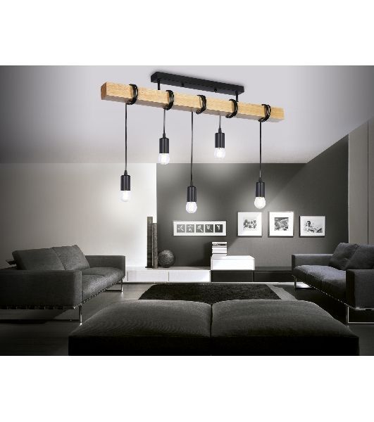 Светильник Ambrella light TR8183/5 BK/LW черный/светлое дерево E27*5 max 40W 800*50*420