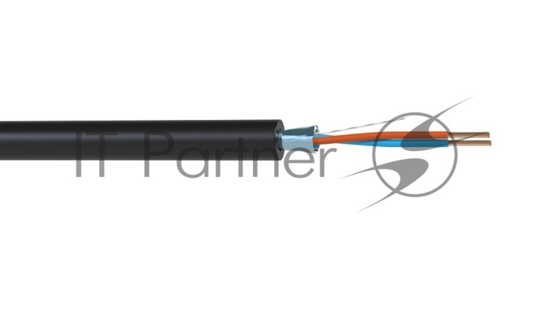 Кабель балансный микрофонный 50 м, 24 AWG, 0.22 мм2, диаметр 3.8 мм, экран, медь 7 x 0.20 мм, черный, бухта