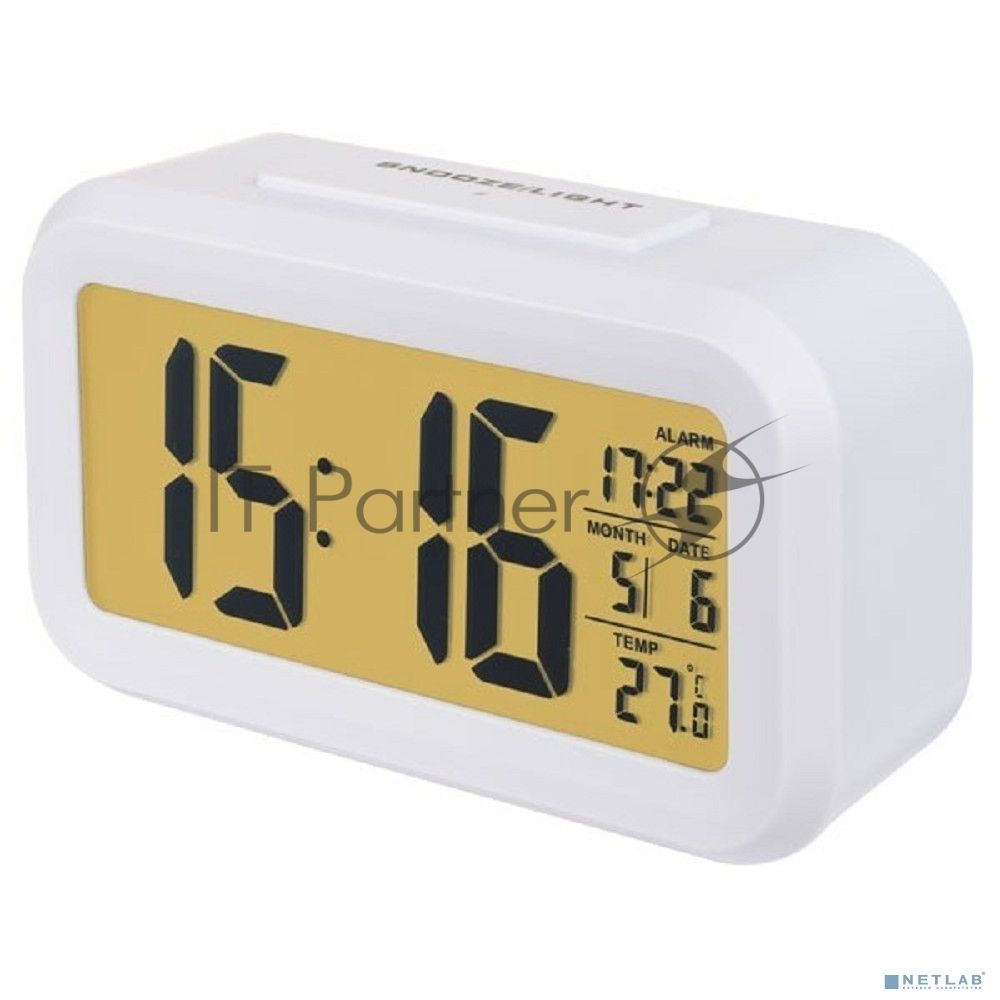 Часы-будильник Perfeo Snuz, белый, (PF-S2166) время, температура, дата