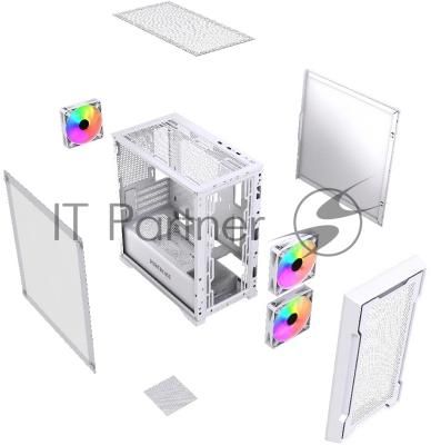 Компьютерный корпус Powercase Mistral Micro X3W ARGb, Tempered Glass, 3x 120mm ARGb PWM Fan, белый, mATX (CMMXW-A3)