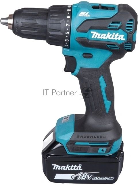 Дрель-шуруповерт Makita DHP490F005, 18 В, 3 Ач, 50 Нм, бесщеточный, ударный