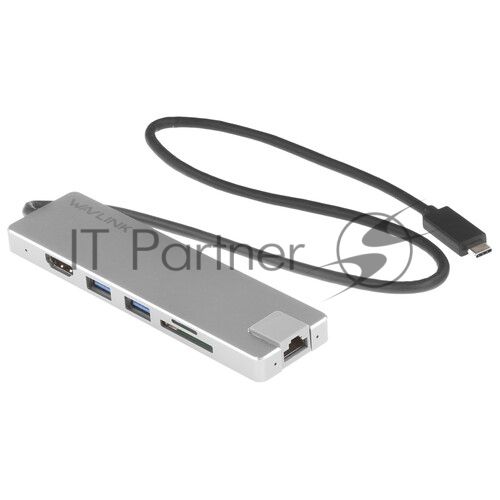 USB-концентратор WAVLINK USB Type-C, USB Type-C/USB 3.0/USB 2.0/HDMI/Gigabit LAN/SD/Micro SD, USB