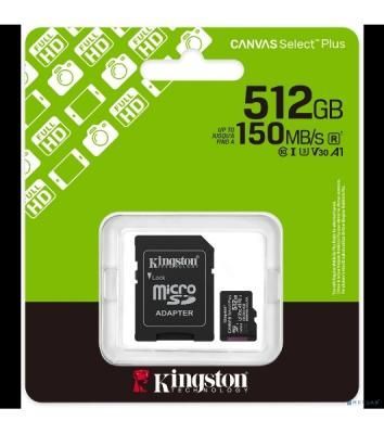 Флеш карта microSDXC 512Gb Kingston SDCS3/512Gb Canvas Select Plus + adapter