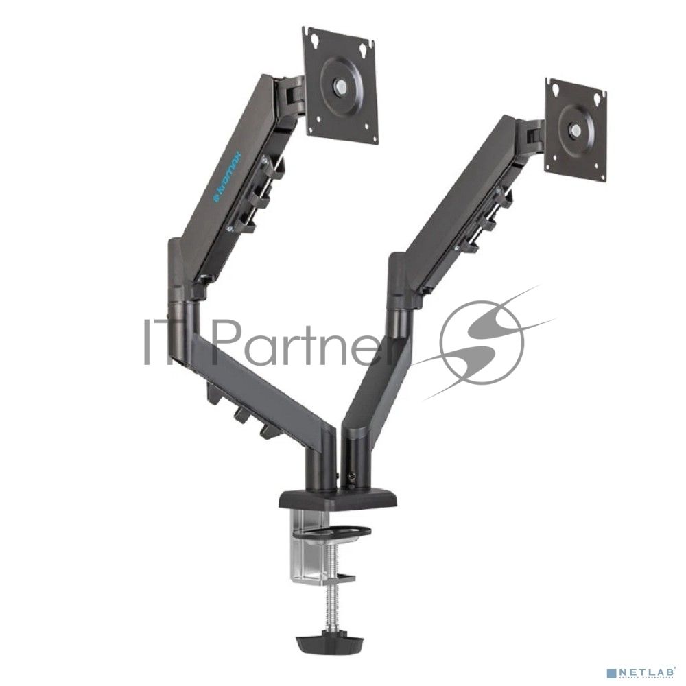Кронштейн Kromax OFFICE-14 черный, 4 шт/уп. Кр. стал. настол. для 2-х мон. 15"-32", max 2x10 кг, 6 ст. св., нак. +90° -45°, пов. 180°, max VESA 100x100